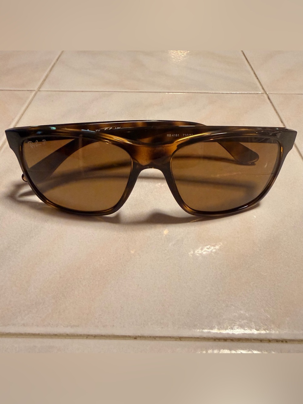 Ray-Ban Tortoiseshell Frame Sunglasses with Dark Lenses